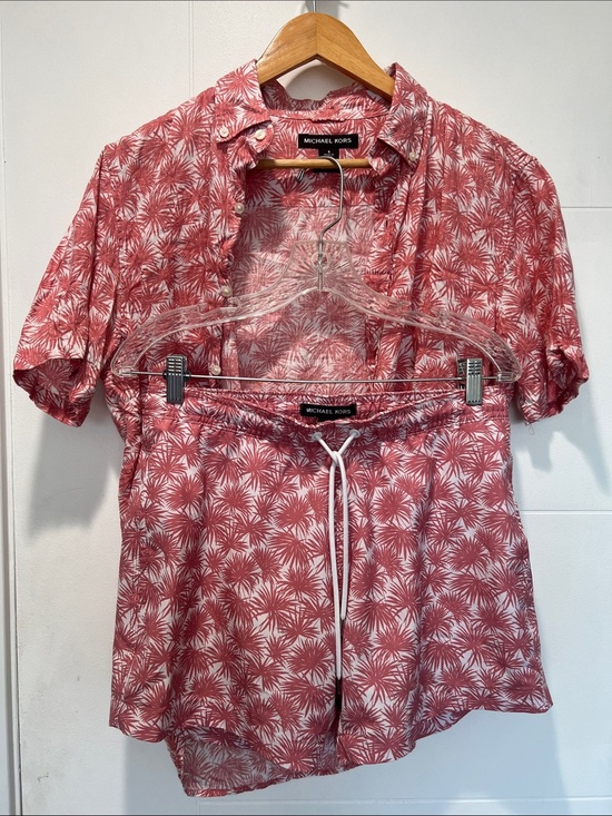 Michael Kors Other - Michael Kors Coral-Pink Palm Print swimsuit set- size small
